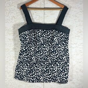 LOFT Black w/ White Polka Dots Tank Top with Wide Band Straps Size 14